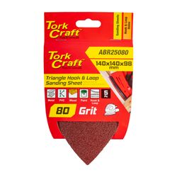 Sanding Triangle 80 Grit 140 X 140 X 98mm 5/pack W/h Hook And Loop