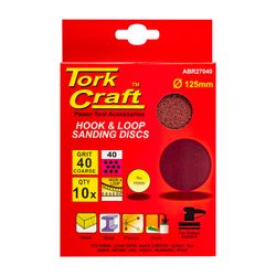 Sanding Disc 125mm No Hole 40 Grit 10/pack Hook And Loop