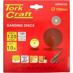 Sanding Disc 125mm 120 Grit Centre Hole 10/pk