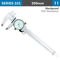 Dial Caliper 200mm 0.03mm Acc. 0.01mm Grad. S/steel Shockproof