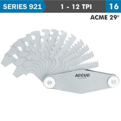 Pitch Gauge 1-12tpi 2acme29 Deg. Thread 16 Leaves 0.07mm Acc.