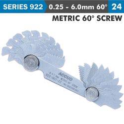 Pitch Gauge 0.25-6mm 24 Leaves Metric 60deg. Screw 0.07mm Acc.