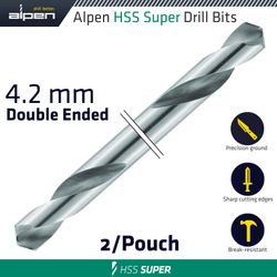 Hss Super Drill Bit Double Ended 4.2mm 2/pouch