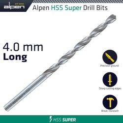 Hss Super Drill Bit Long 4 X 119mm Pouch