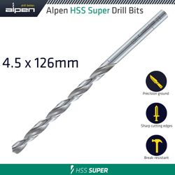 Hss Drill Bit Long 4.5 X 126mm Bulk