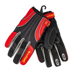 Mechanics Glove Large Synthetic Leather Reinforced Palm Spandex Red