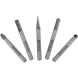 Rotary Burr Set 5 Pc Asstd 6mm Dia Tungsten