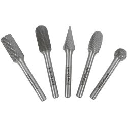 Rotary Burr Set 5 Pc Asstd 12mm Dia Tungsten