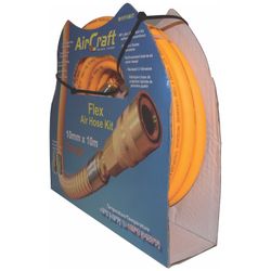 Flex Air Hose Kit 10mm X 10m Orange W/quick Coupler & Connector Yohko