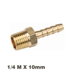 Hose Tail Connector Brass 1/4m X 10mm