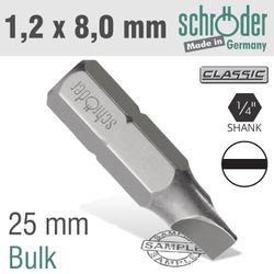 Slotted Bit 1.2x8.0 25mm Bulk