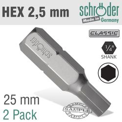 Hex/allen Ins.bit 2.5mm 2/pack