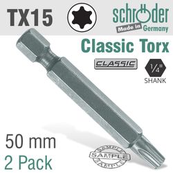 Torx Tx15 Classic Power Bit 50mm 2cd