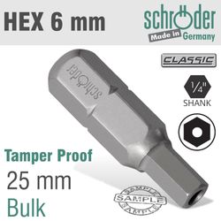 Allen/hex 6mm Security Insert Bit 25mm Bulk