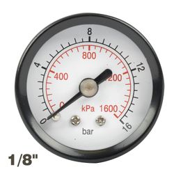 Press. Gauge 40mm 1/8' Rear Fit 0-16bar 0-1600kpa