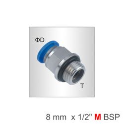 Pu Fitting Str. Stud W/o-ring 8mm-1/2 M