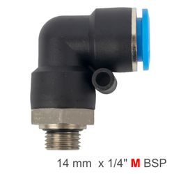 Elbow W/o-ring 14mm-1/4' M Pu Hose Fitting