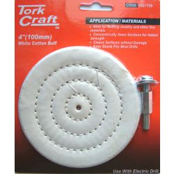 Cotton Buff 100mm X 6mm Shaft