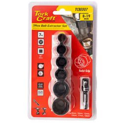 Bolt Extract Set 7pce 8/10/12/13/17/19mm 1pc 50mm 1/4' Socket Adaptor