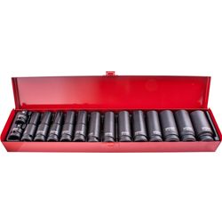 15pc 1/2' Dr Imp Socket Set(10 - 27 + 2 X Adaptors 3/8x1/2 & 1/2x3/8 )