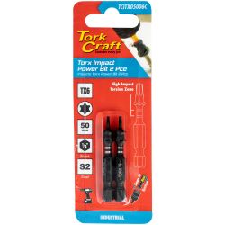 Torx Tx 6 Impact Power Bit 50mm 2pc Carded