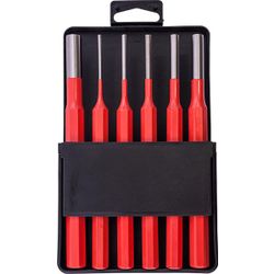 TORK CRAFT Pin Punch Set 6pc - 2.5, 3.5, 4. 5, 6, 8, 10mm Red