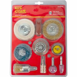 Wire Brush Set 10 Piece With Hex Shank & Buff Kit For Drill
