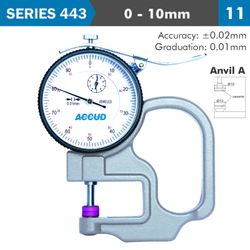 Thickness Gauge 10mm 0.02mm Acc. Ceramic Anvil 0.01mm Grad.
