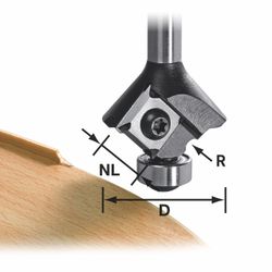 FESTOOL S8 HW R2 D28 KL12,7 MFK Roundover Cutter With Reversible Blades 2mm Radius