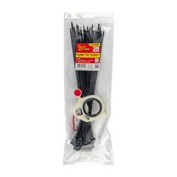TORK CRAFT  TCCTH002 Cable Tie Holder 38mm & Carabiner Clip Lumin Material With 50pc Black Cable Ties 4.8 x 300mm