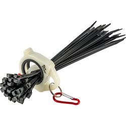TORK CRAFT  TCCTH002 Cable Tie Holder 38mm & Carabiner Clip Lumin Material With 50pc Black Cable Ties 4.8 x 300mm