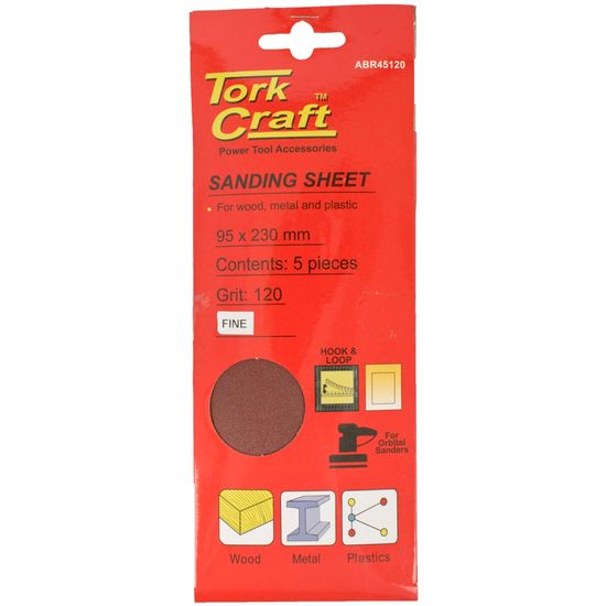 Sanding Sheet Orb 95 X 230mm 120gr Hook And Loop No Holes 5/pk