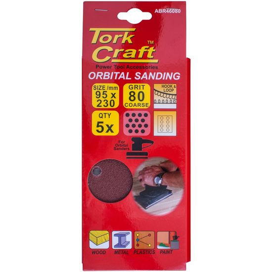 Sanding Sheet Orb 95 X 230mm 80gr Plain With 8 Holes 5/pk
