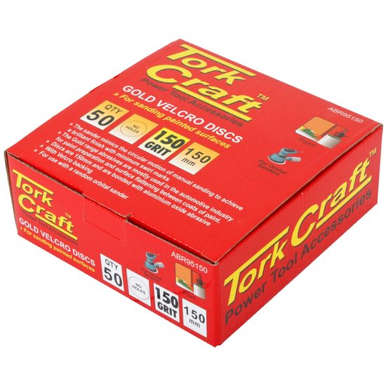 Gold Disc (50 Pieces) 150 Grit 150mm Without Hole Hook And Loop