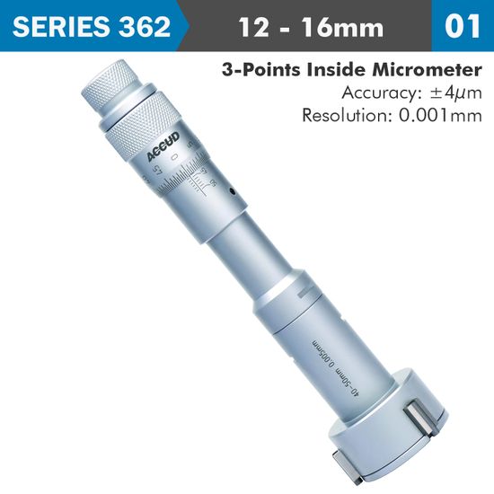3 Points Inside Micrometer 12-16mm 0.004mm Acc. 0.005mm Grad.