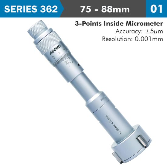 3 Points Inside Micrometer 75-88mm 0.005mm Acc. 0.005mm Grad.