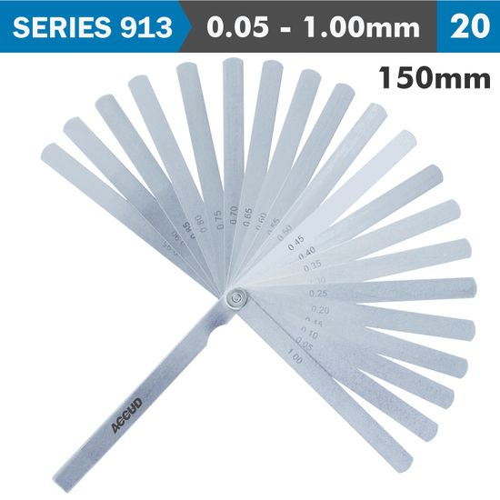 Long Feeler Gauge 150mm 0.05-1.00 20 Leaves Din2275