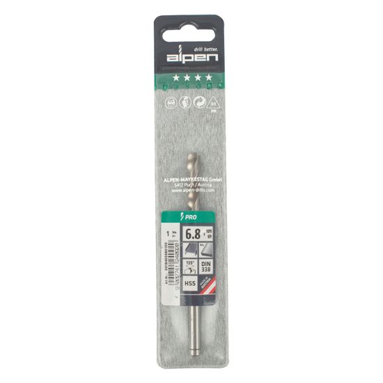 ALPEN Pro Hss 6.8mm Drill Din 338 Rn 135 Split Point Plastic Wallet