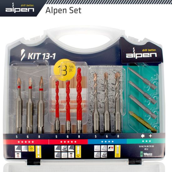 Drill-screwset Kit 13 13 Pcs C Prot,multi 6-kant,sds-plus F4 ,4 Bits
