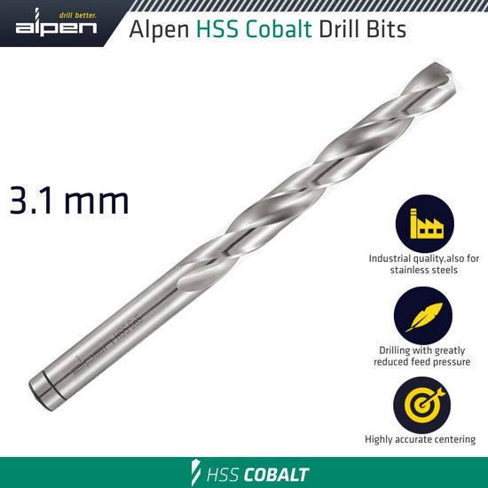Hss Cobalt Din 338 3.1mm Bulk