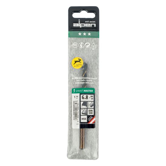 Hss Sprint Master 6.8mm X1 Sleeved Din338 ALPEN Drill Bit