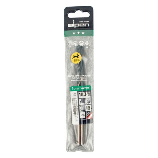 Hss Sprint Master 10.2mm X1 Sleeved Din338 ALPEN Drill Bit