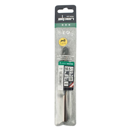 Hss Sprint Master 10.5mm X1 Sleeved Din338 ALPEN Drill Bit