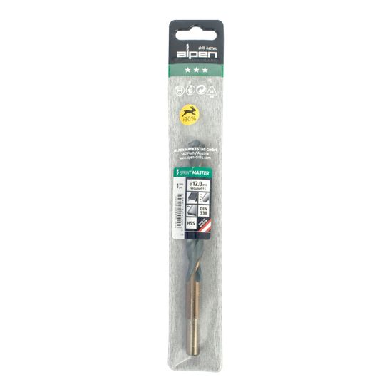 Hss Sprint Master 12.0mm Red Shank 9.5mm X1 Sleeved Din338 ALPEN Drill