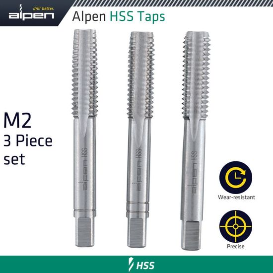 Hand Tap Set In Pouch M2 Hss 0.5mm Pitch