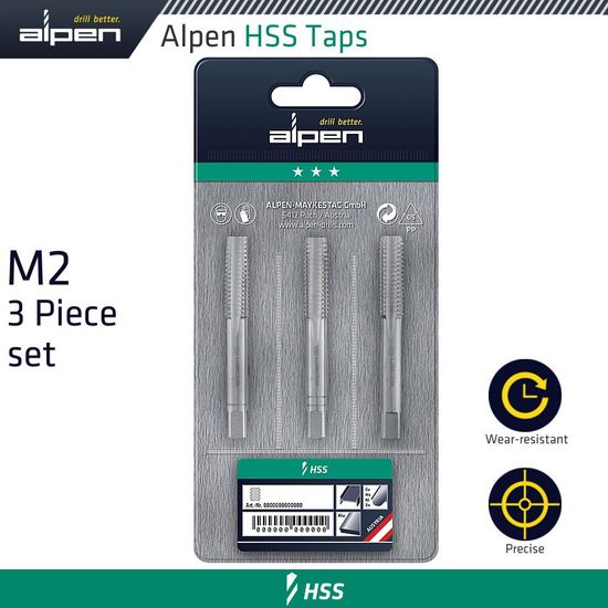 Hand Tap Set In Pouch M2 Hss 0.5mm Pitch