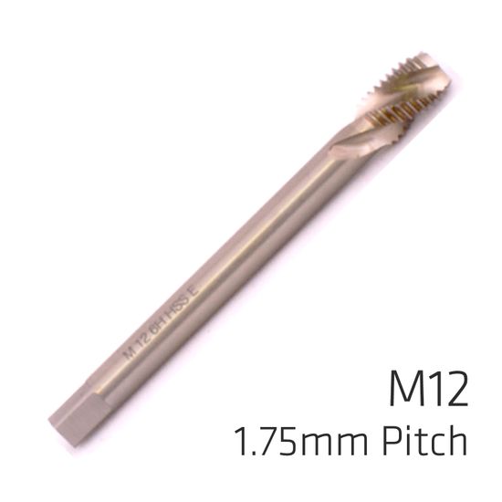 Machine Tap Cobalt 12mm Spiral Fluted In Pouch 1.75mm Pitch