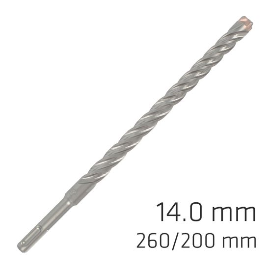 Force X 14.0 X 260/200 Sds-plus Rebar Drill Bit X4 Cutting Edges - Bul