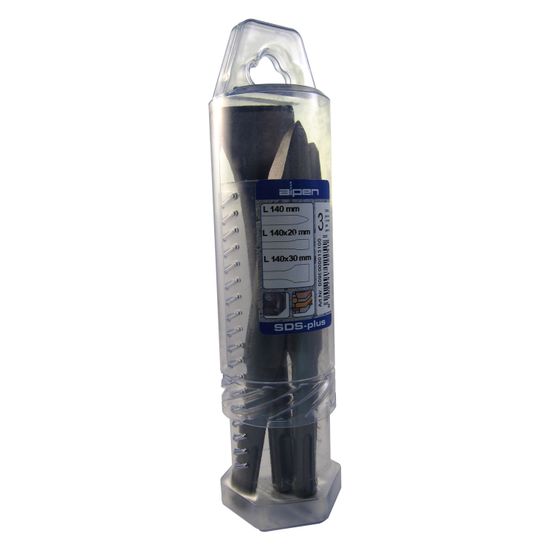 Sds Short Chisel Set Plastic Tube Point X140mm Flat 20x140 Wide 30x140