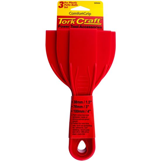 Putty Knife Plastic 3 Piece Set 38 76 & 100mm 1.5'/3'/4'